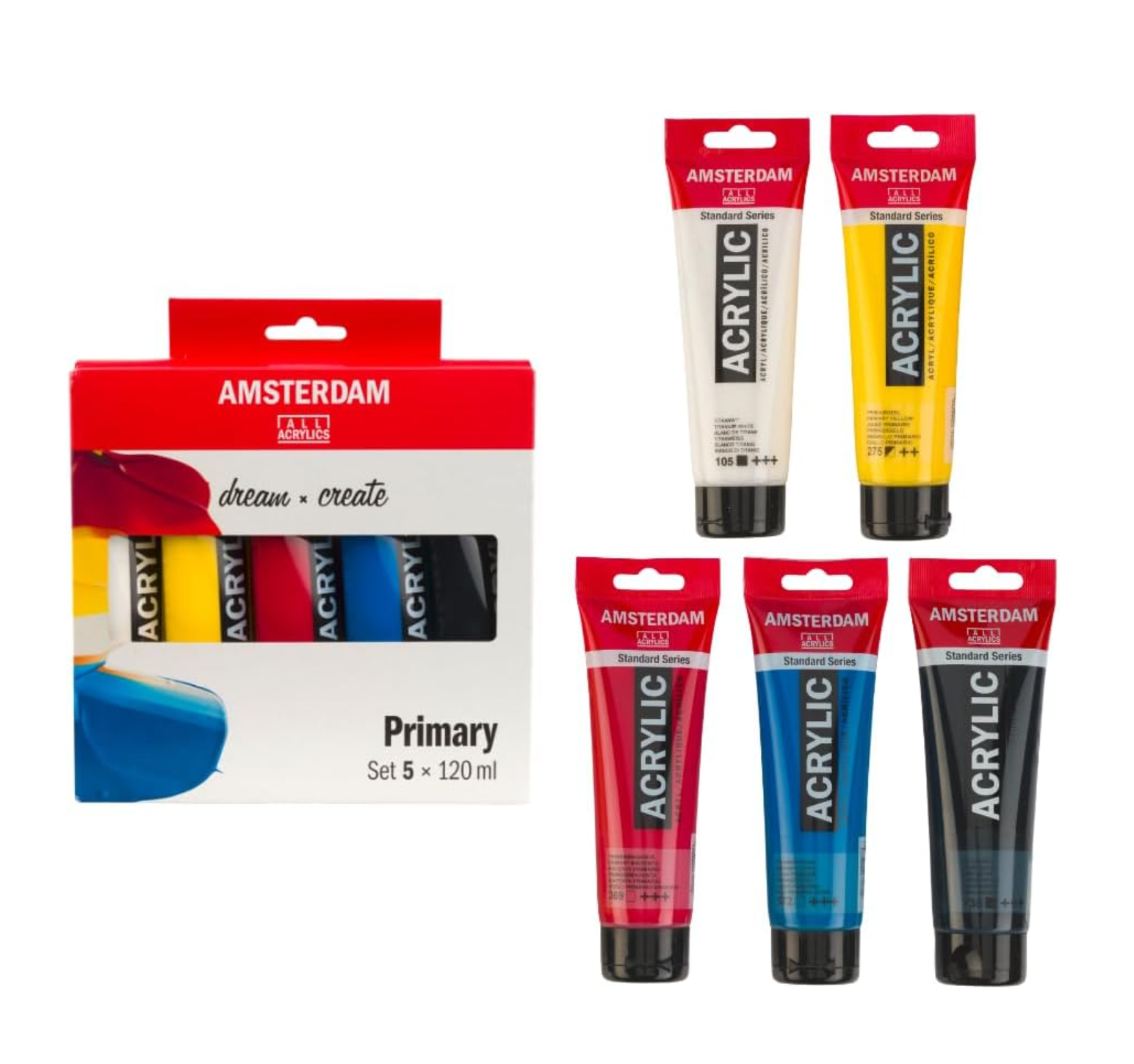 Set de acrílicos Amsterdam de colores primarios